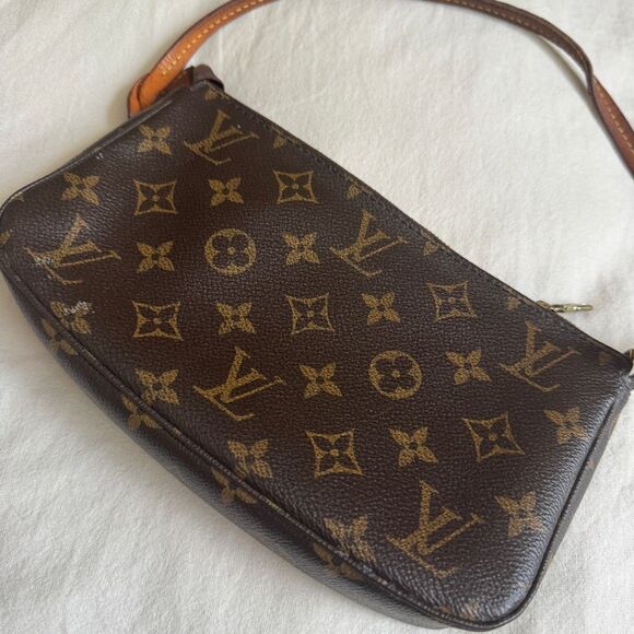Louis Vuitton Monogram Bag Pochette Brown Authentic Pouch Clutch - Picture 3 of 10